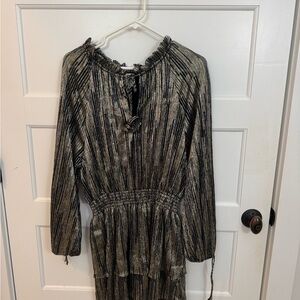 Misa Los Angeles Black and Gold Mini Dress